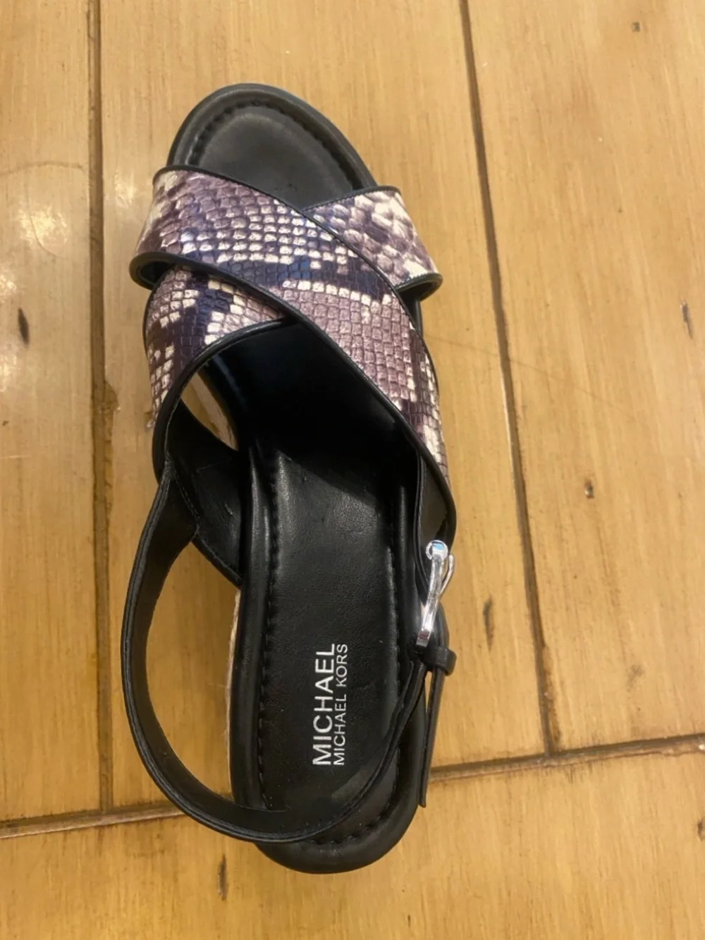 Michael Kors Women’s Snake Print Jodi Espadrille Wedge Sandal Black Brn New 9